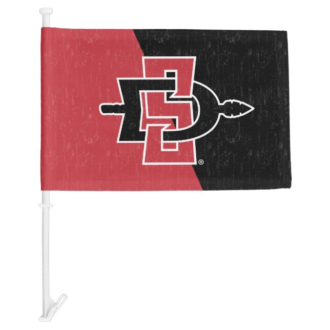 San Diego State University Color Block Distressed Car Flag (Front)