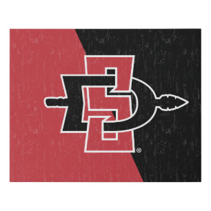 San Diego State University Color Block Distressed Faux Canvas Print