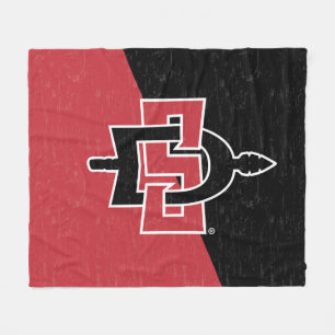 San Diego State University Color Block Distressed Fleece Blanket