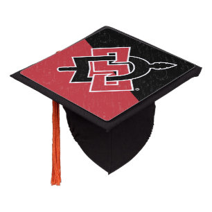 San Diego State University Color Block Distressed Graduation Cap Topper