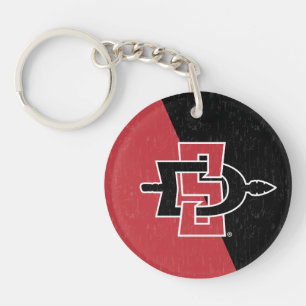 San Diego State University Color Block Distressed Keychain