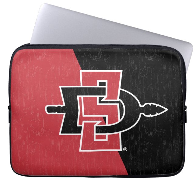 San Diego State University Color Block Distressed Laptop Sleeve (Front)