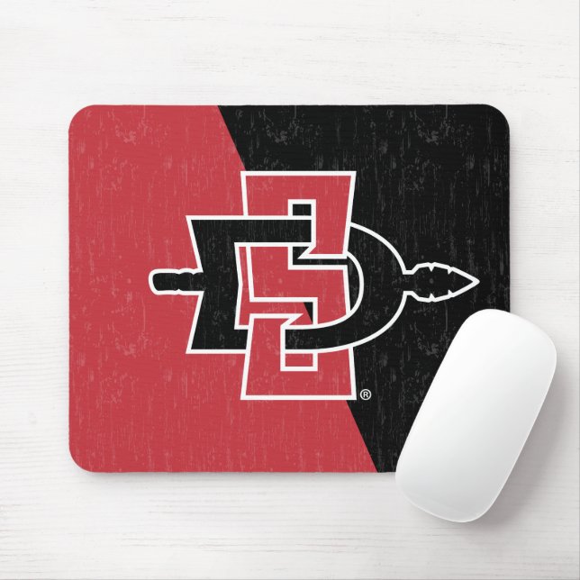 San Diego State University Color Block Distressed Mouse Pad (With Mouse)