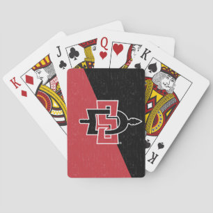 San Diego State University Color Block Distressed Poker Cards