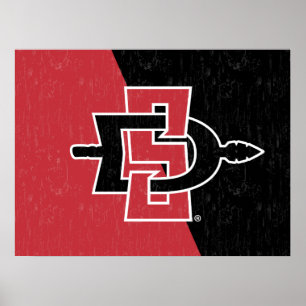 San Diego State University Color Block Distressed Poster