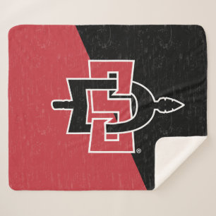San Diego State University Color Block Distressed Sherpa Blanket