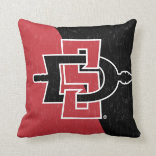 San Diego State University Color Block Distressed Throw Pillow