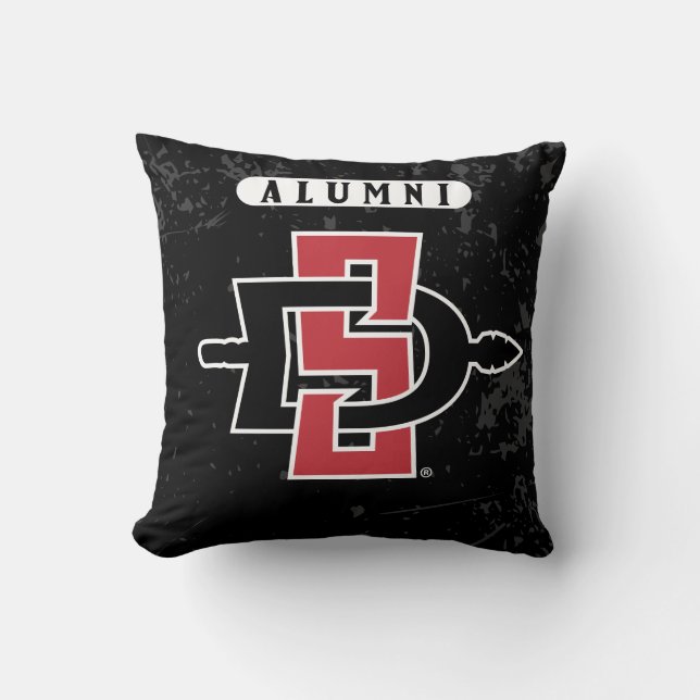 San Diego State University Distressed Alumni Throw Pillow (Front)