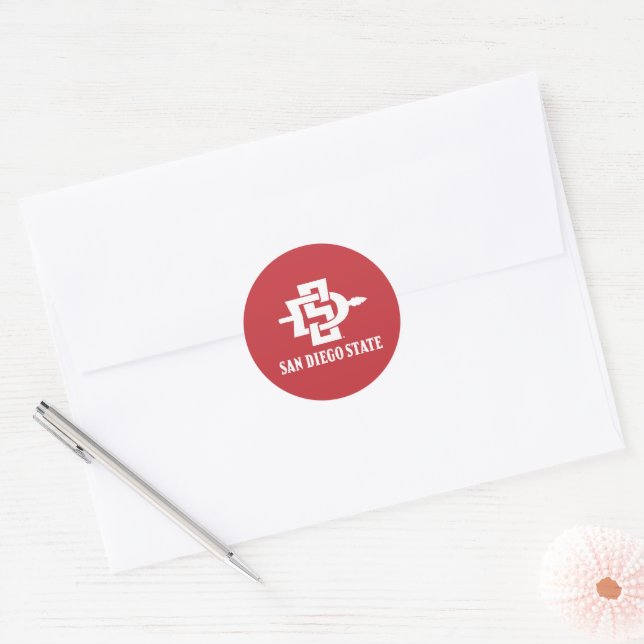 San Diego State University Grad Classic Round Sticker (Envelope)