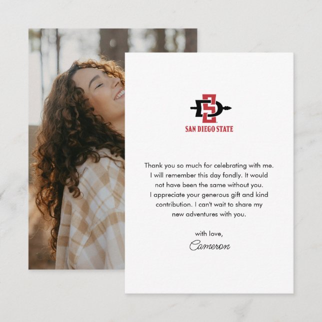 San Diego State University Grad Thank You Card (Front/Back)