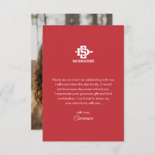 San Diego State University Grad Thank You Card