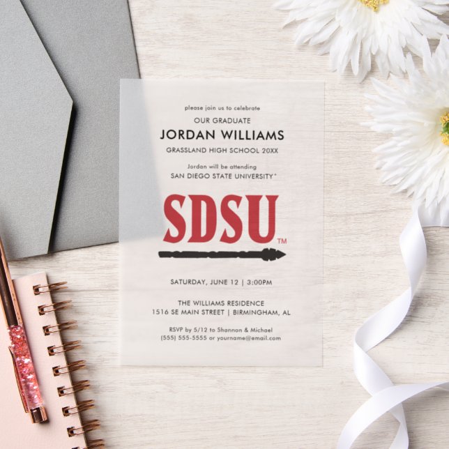 San Diego State University Graduate Vellum Invitations (Wedding)