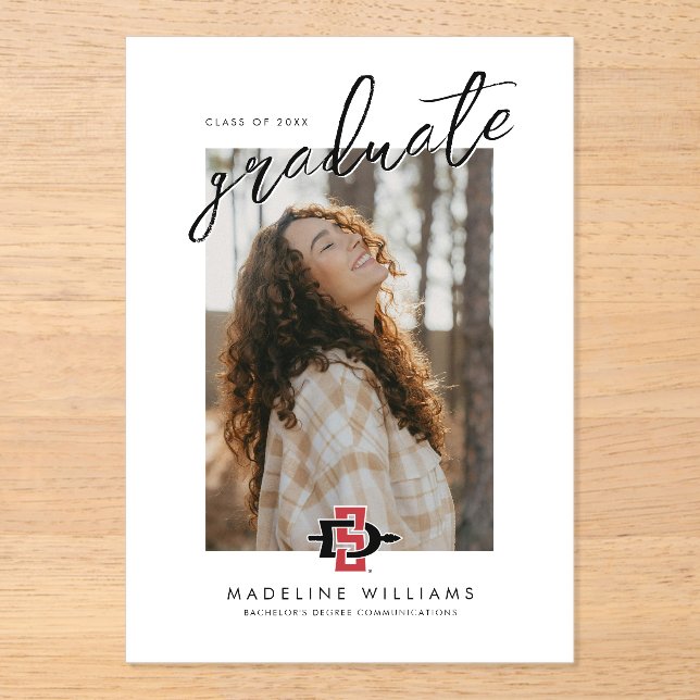 San Diego State University Graduation Design Acrylic Invitations (Front)
