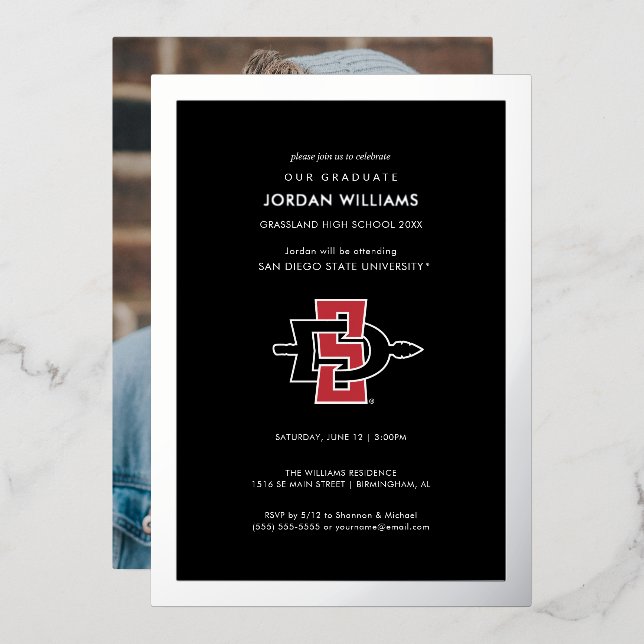 San Diego State University Graduation Design Foil Invitation (Front/Back)
