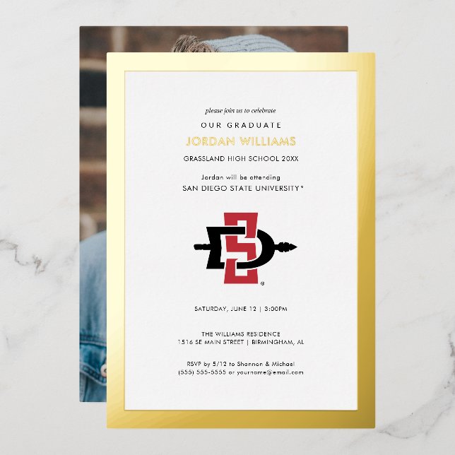 San Diego State University Graduation Design Foil Invitation (Front/Back)