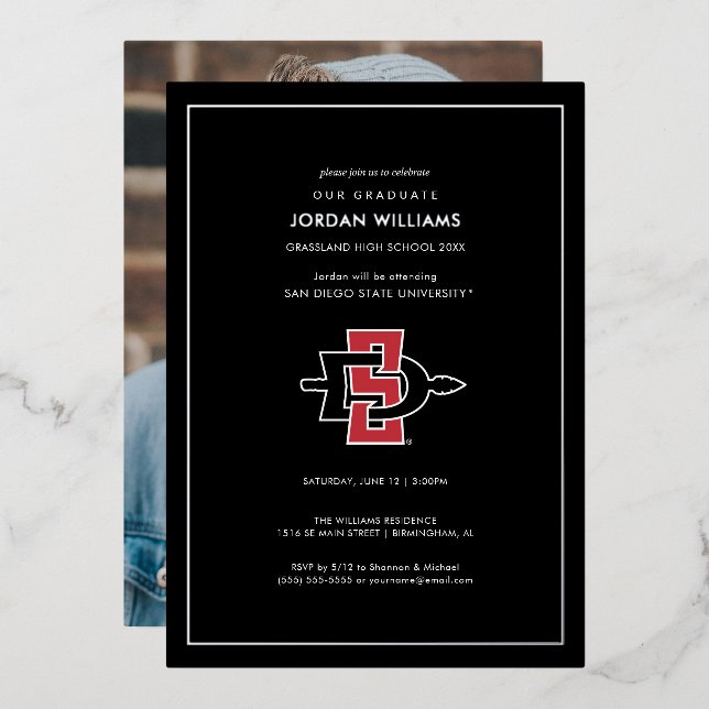 San Diego State University Graduation Design Foil Invitation (Front/Back)