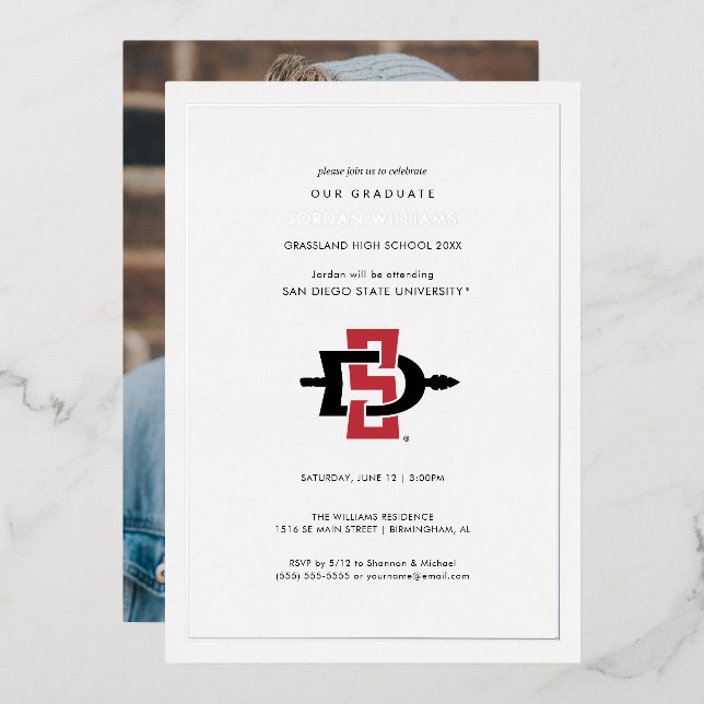 San Diego State University Graduation Design Foil Invitation (Front/Back)