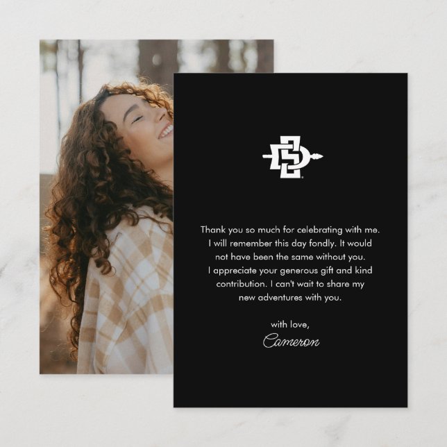 San Diego State University Graduation Design Thank You Card (Front/Back)