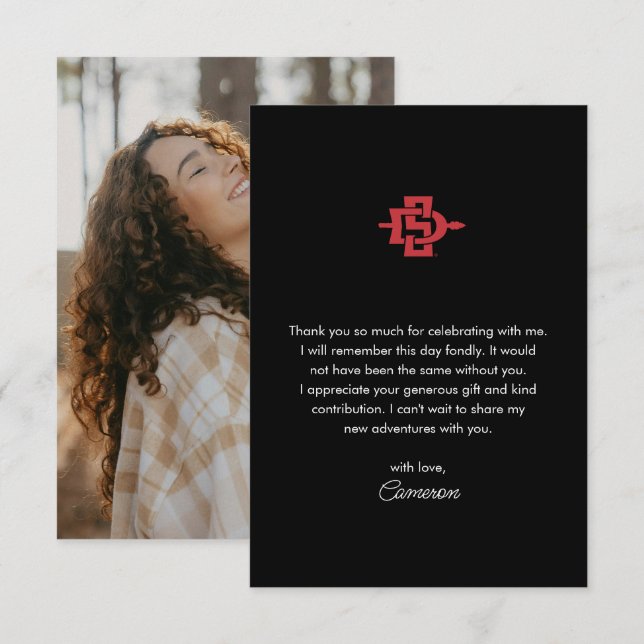 San Diego State University Graduation Design Thank You Card (Front/Back)
