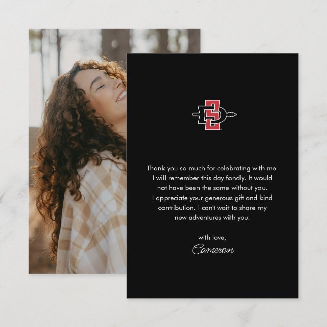 San Diego State University Graduation Design Thank You Card (Front/Back)