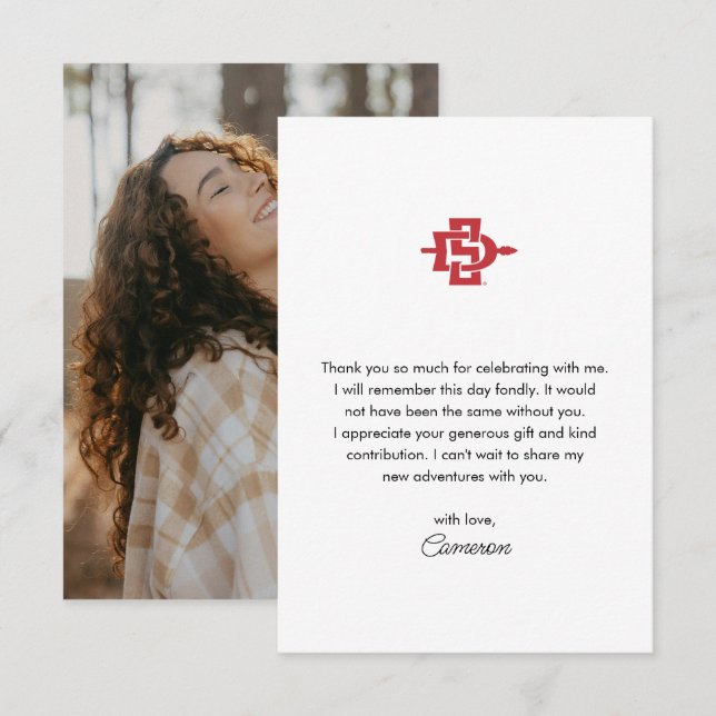 San Diego State University Graduation Design Thank You Card (Front/Back)