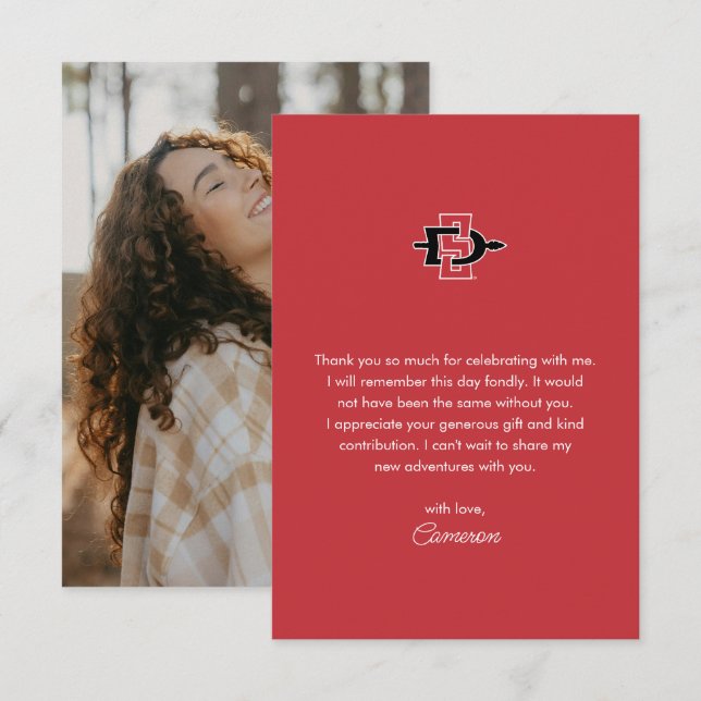 San Diego State University Graduation Design Thank You Card (Front/Back)