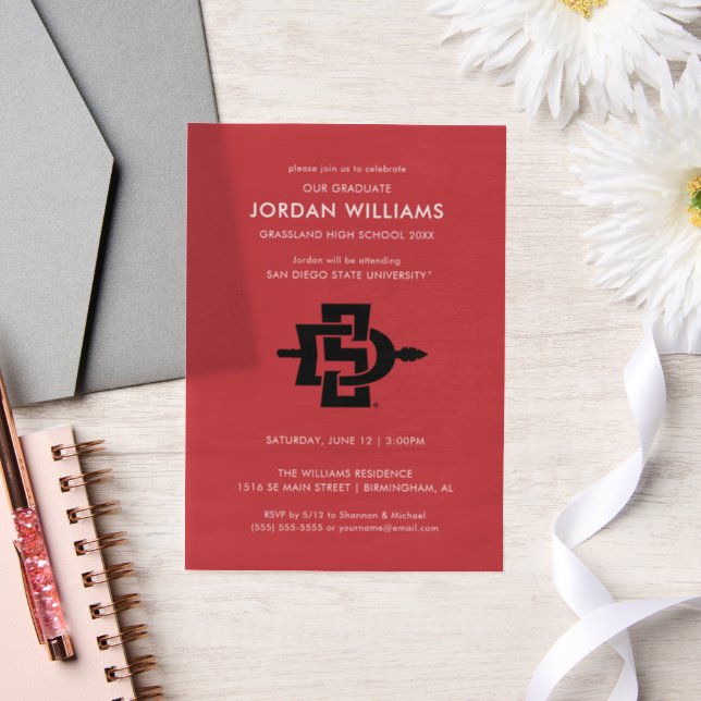 San Diego State University Graduation Design Vellum Invitations (Wedding)