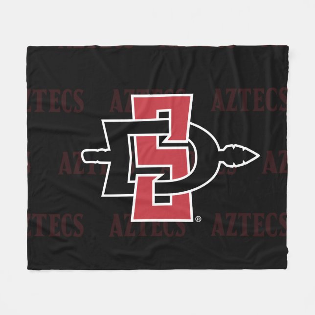 San Diego State University Logo Watermark Fleece Blanket (Front (Horizontal))