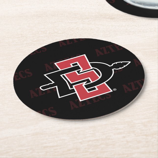 San Diego State University Logo Watermark Round Paper Coaster (Angled)