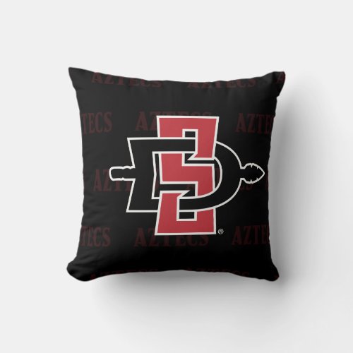 San Diego State University Logo Watermark Throw Pillow