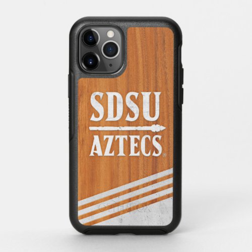 San Diego State University wood cement logo stripe OtterBox Symmetry iPhone 11 Pro Case