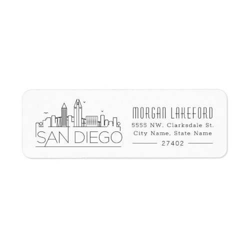 San Diego Stylized Skyline  Label