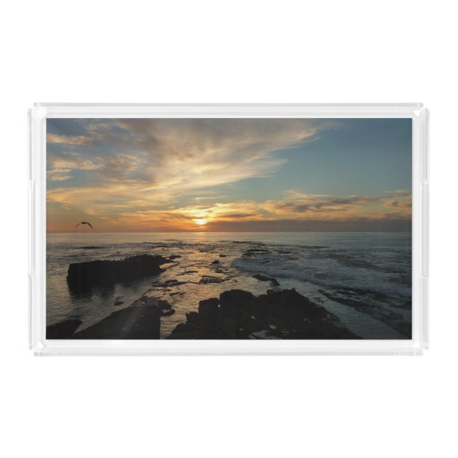 San Diego Sunset I California Seascape Acrylic Tray (Front)