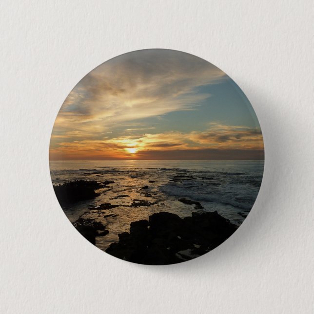 San Diego Sunset I California Seascape Button (Front)
