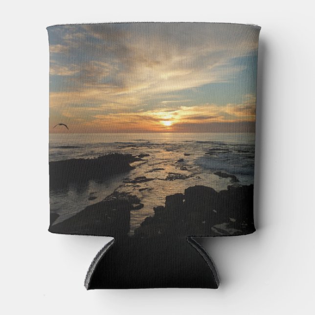 San Diego Sunset I California Seascape Can Cooler (Front)