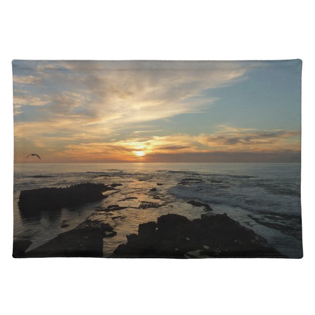 San Diego Sunset I California Seascape Cloth Placemat (Front)