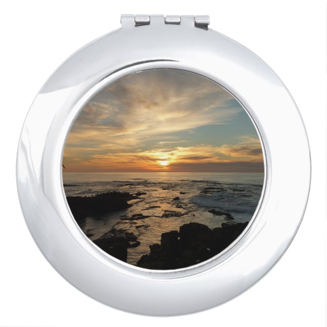 San Diego Sunset I California Seascape Compact Mirror (Front)