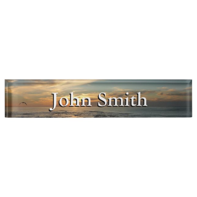 San Diego Sunset I California Seascape Desk Name Plate (Front)