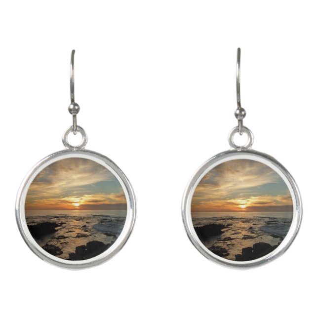 San Diego Sunset I California Seascape Earrings (Front)