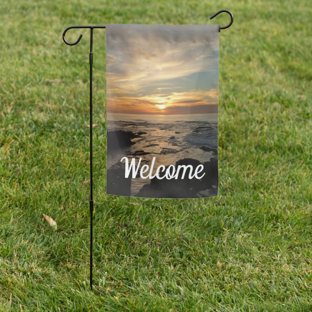 San Diego Sunset I California Seascape Garden Flag (In SItu)