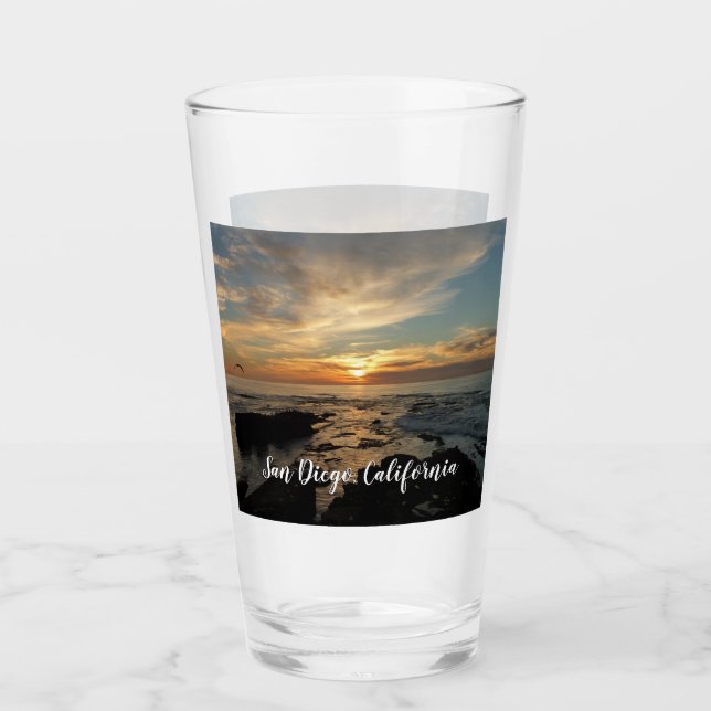 San Diego Sunset I California Seascape Glass (Front)