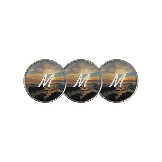 San Diego Sunset I California Seascape Golf Ball Marker (3 Up)