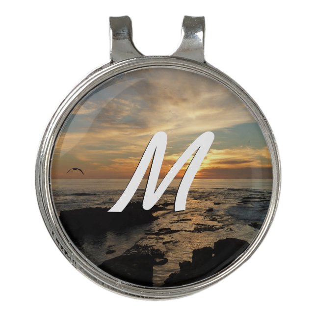 San Diego Sunset I California Seascape Golf Hat Clip (Front)