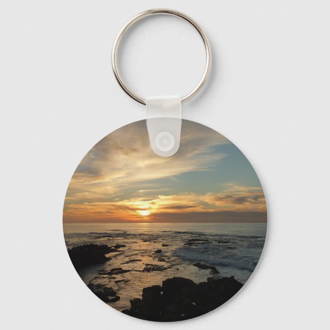 San Diego Sunset I California Seascape Keychain (Front)