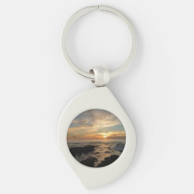 San Diego Sunset I California Seascape Keychain (Front)