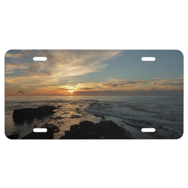 San Diego Sunset I California Seascape License Plate (Front)