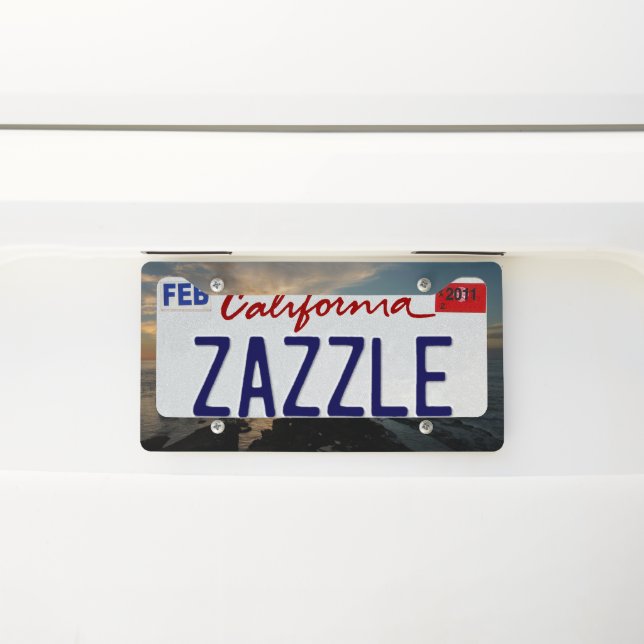 San Diego Sunset I California Seascape License Plate Frame (On Car)