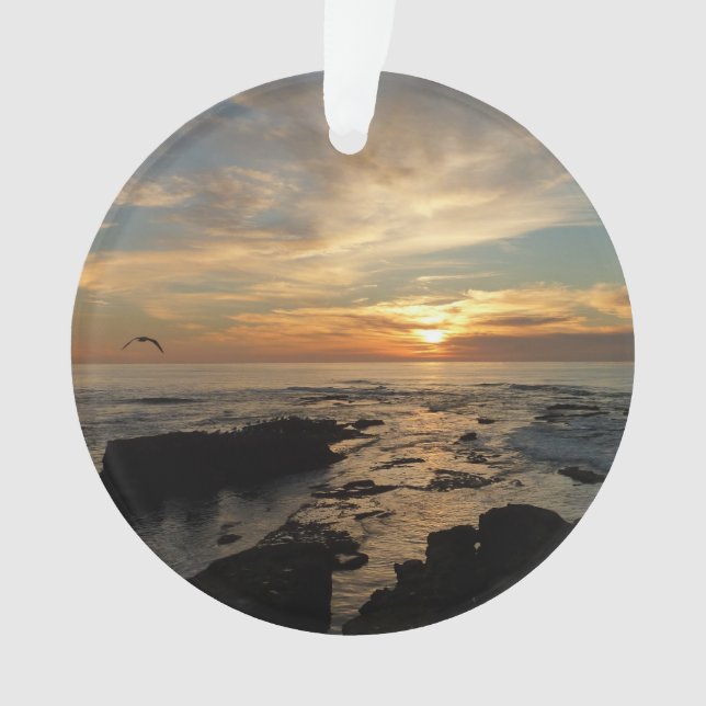 San Diego Sunset I California Seascape Ornament (Front)