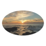 San Diego Sunset I California Seascape Oval Sticker