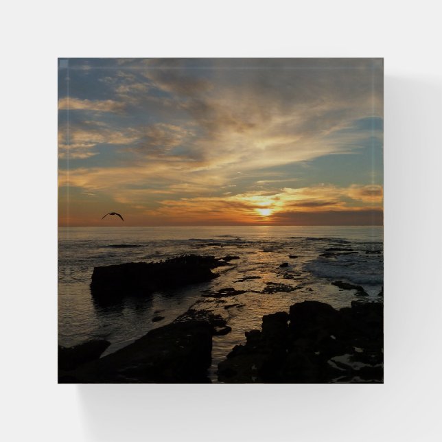 San Diego Sunset I California Seascape Paperweight (Front)